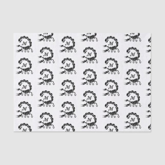 Tribal Black Scorpion Monogram Tissue Paper (Front)