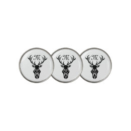 Tribal Black Stag Silhouette Monogram