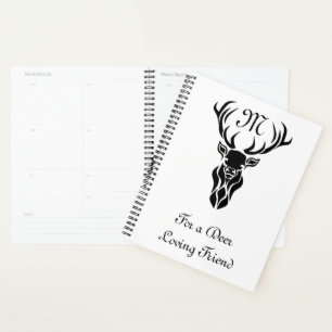 Tribal Black Stag Silhouette Monogram Planner