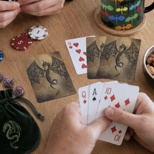 Tribal Black Stone Fantasy Dragon Playing Cards