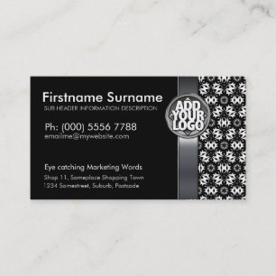Tribal Black White Batik  w/ Logo Business Cards