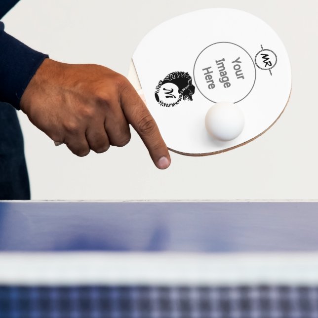 Tribal Black Wolf Head Silhouette Laurel Monogram Ping Pong Paddle (Insitu)