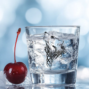 Tribal Black Wolf Howl Shot Glass