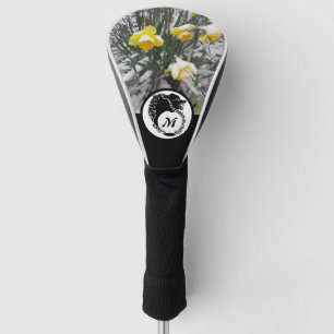 Tribal Black Wolf Silhouette Monogram w Photo Golf Head Cover