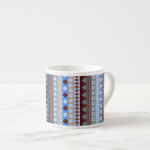 Tribal Blue Aztec ZigZag Southwestern Stripes Espresso Cup