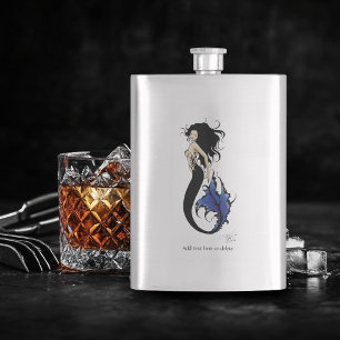 Tribal Blue Mermaid Elegant Fantasy Siren Hip Flask