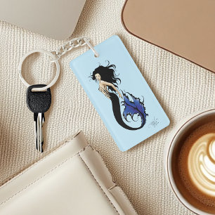 Tribal Blue Mermaid Elegant Fantasy Siren Key Ring