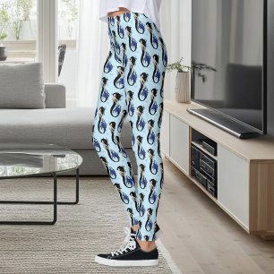 Tribal Blue Mermaid Elegant Fantasy Siren Leggings