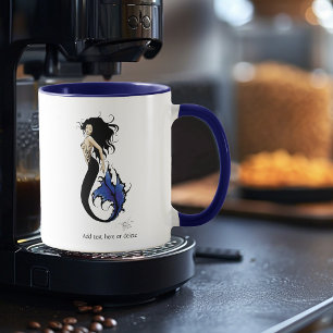 Tribal Blue Mermaid Elegant Fantasy Siren Mug