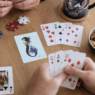 Tribal Blue Mermaid Elegant Fantasy Siren Playing Cards