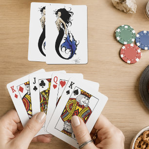 Tribal Blue Mermaid Elegant Fantasy Siren Playing Cards