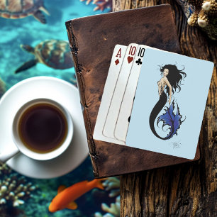 Tribal Blue Mermaid Elegant Fantasy Siren Playing Cards