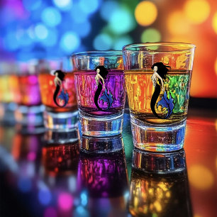Tribal Blue Mermaid Elegant Fantasy Siren Shot Glass