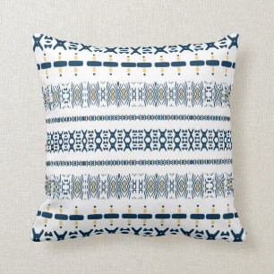 Tribal Blue White Mudcloth Cushion