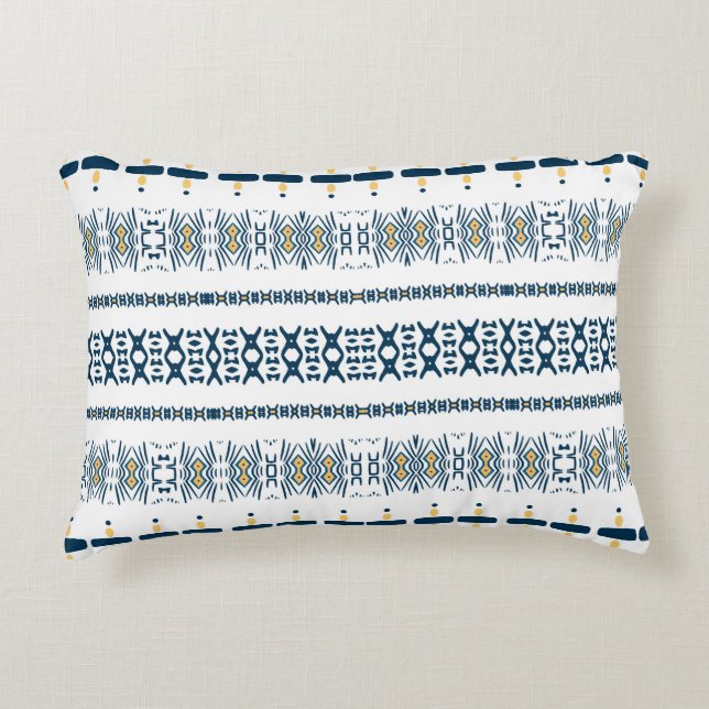 Tribal Blue White Mudcloth   Decorative Cushion (Front)