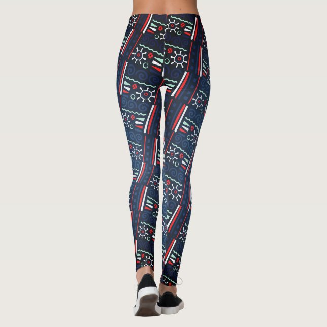 Tribal Bohemian Drawings Cool Colourful Pattern Leggings (Back)