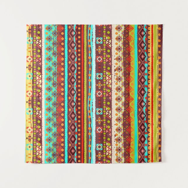 Tribal Boho Art: Seamless Background Texture Tapestry (Front)