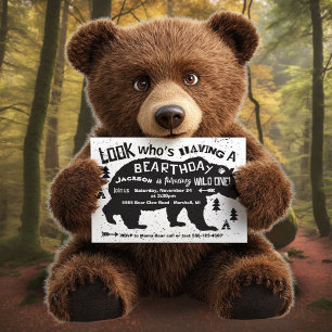 Tribal Boho Bear Birthday Wild One! Invitation