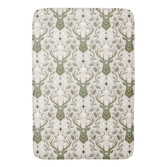 Tribal Boho Deer, Dreaming of Deer Bath Mat (Front Vertical)