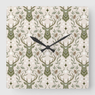Tribal Boho Deer, Dreaming of Deer Square Wall Clock
