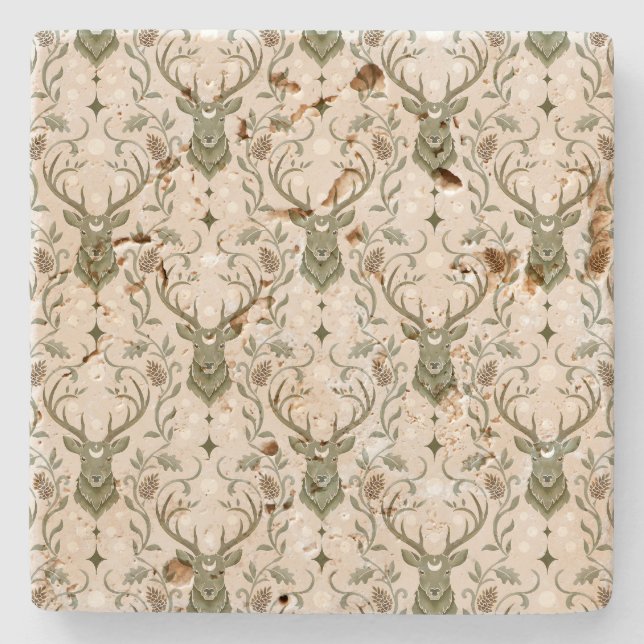 Tribal Boho Deer, Dreaming of Deer Stone Coaster (Front)