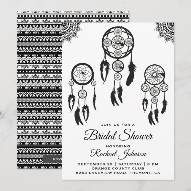 Tribal Boho Dream Catcher Bridal Shower Invitation (Front/Back)