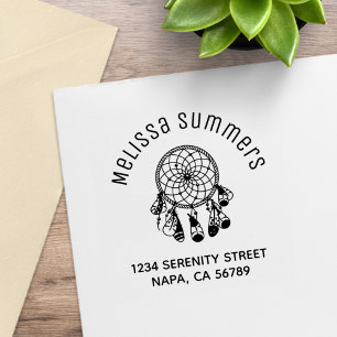 Tribal Boho Dreamcatcher Arch Address Rubber Stamp