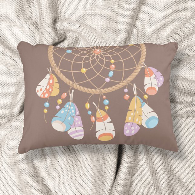 Tribal Boho Dreamcatcher on Brown Decorative Cushion (Creator Uploaded)
