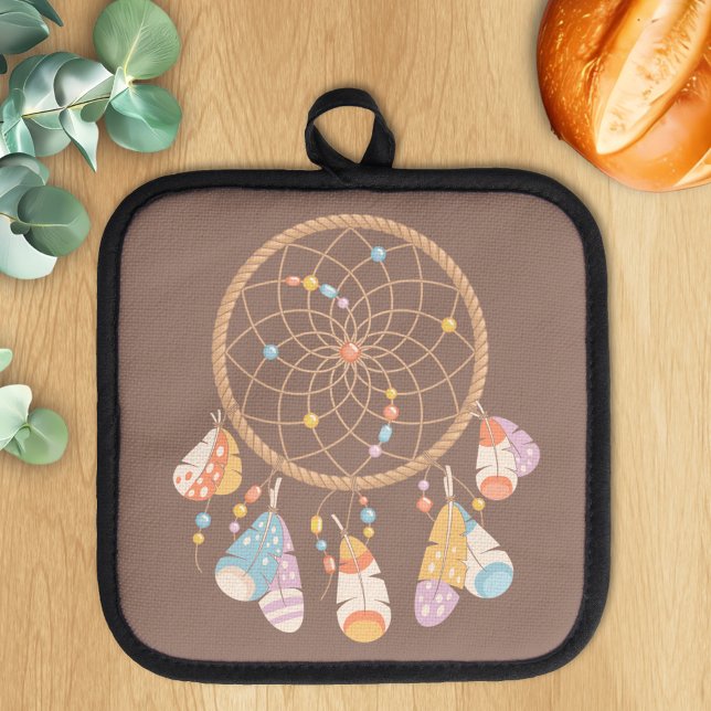 Tribal Boho Dreamcatcher On Brown Pot Holder (Creator Uploaded)