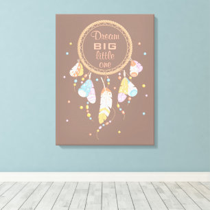 Tribal Boho Dreamcatcher on Brown Quote Canvas Print