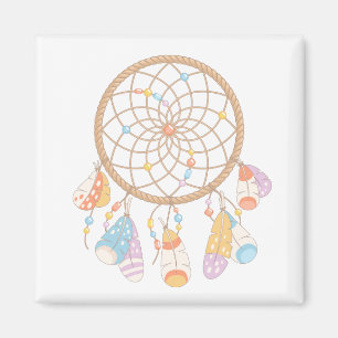 Tribal Boho Dreamcatcher On White Magnet