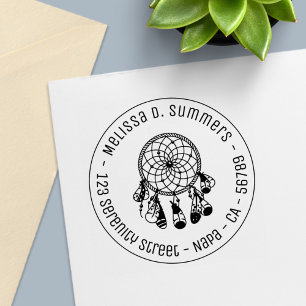 Tribal Boho Dreamcatcher Round Address 3 Self-inking Stamp