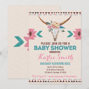 Tribal Boho Floral Baby Shower Invitation