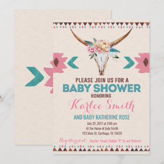 Tribal Boho Floral Baby Shower Invitation