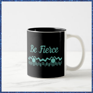 Tribal Boho Geometric Turquoise and Black Two-Tone Coffee Mug