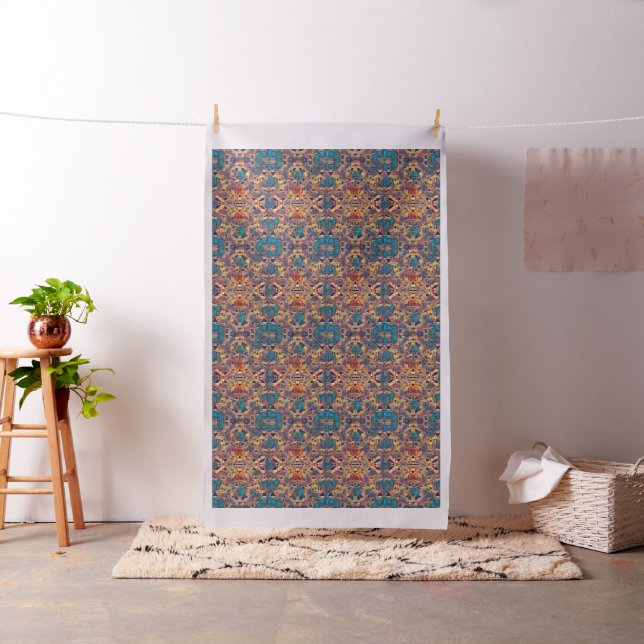 Tribal Boho Hippie Purple Yellow Blue Pattern Fabric (In Situ)
