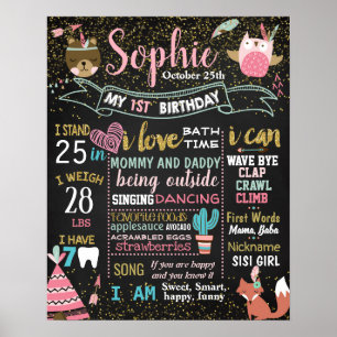 Tribal Boho WIld One Woodland First Birthday sign