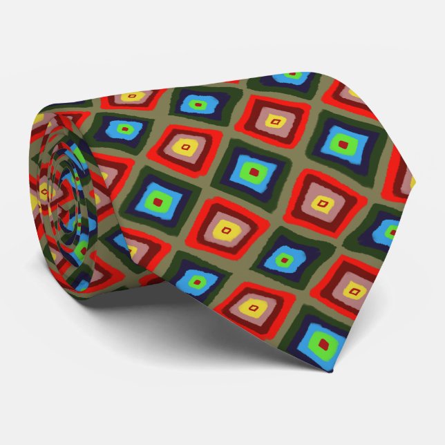 Tribal Bold Colours Diamond Pattern Tie (Rolled)