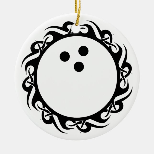 tribal bowling ball ceramic tree decoration (Front)