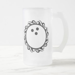 tribal bowling frosted glass beer mug
