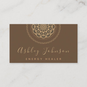 Tribal Brown Mandala Meditation Energy Healing Business Card