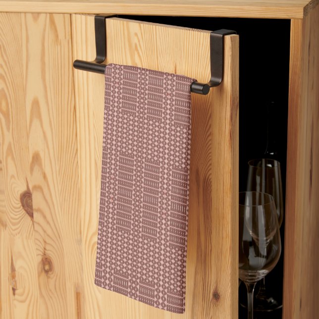 Tribal Brown Pattern Tea Towel (Thirds Fold)