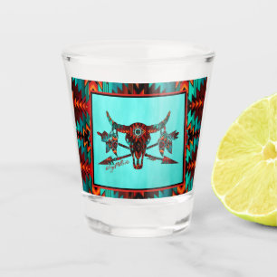  Tribal Buffalo Skull And Arrows Shot Glass
