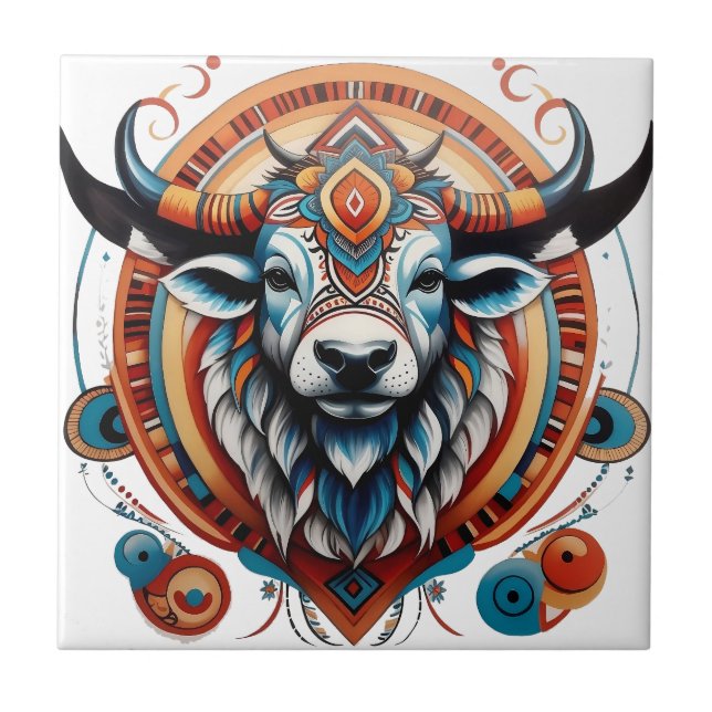 Tribal buffalo spirit logo tile (Front)
