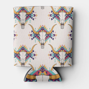 Tribal Bull Skull: Boho Seamless Can Cooler