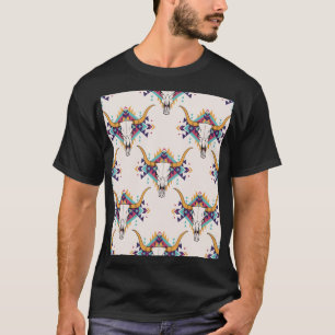 Tribal Bull Skull: Boho Seamless T-Shirt