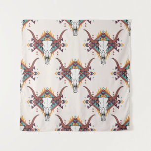 Tribal Bull Skull: Boho Seamless Tapestry