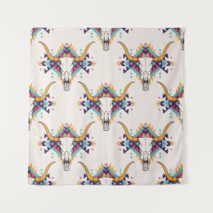 Tribal Bull Skull: Boho Seamless Tapestry