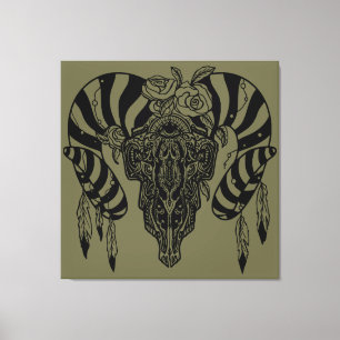 Tribal bull skull canvas print