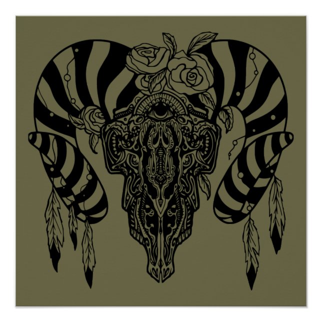 Tribal bull skull poster (Front)